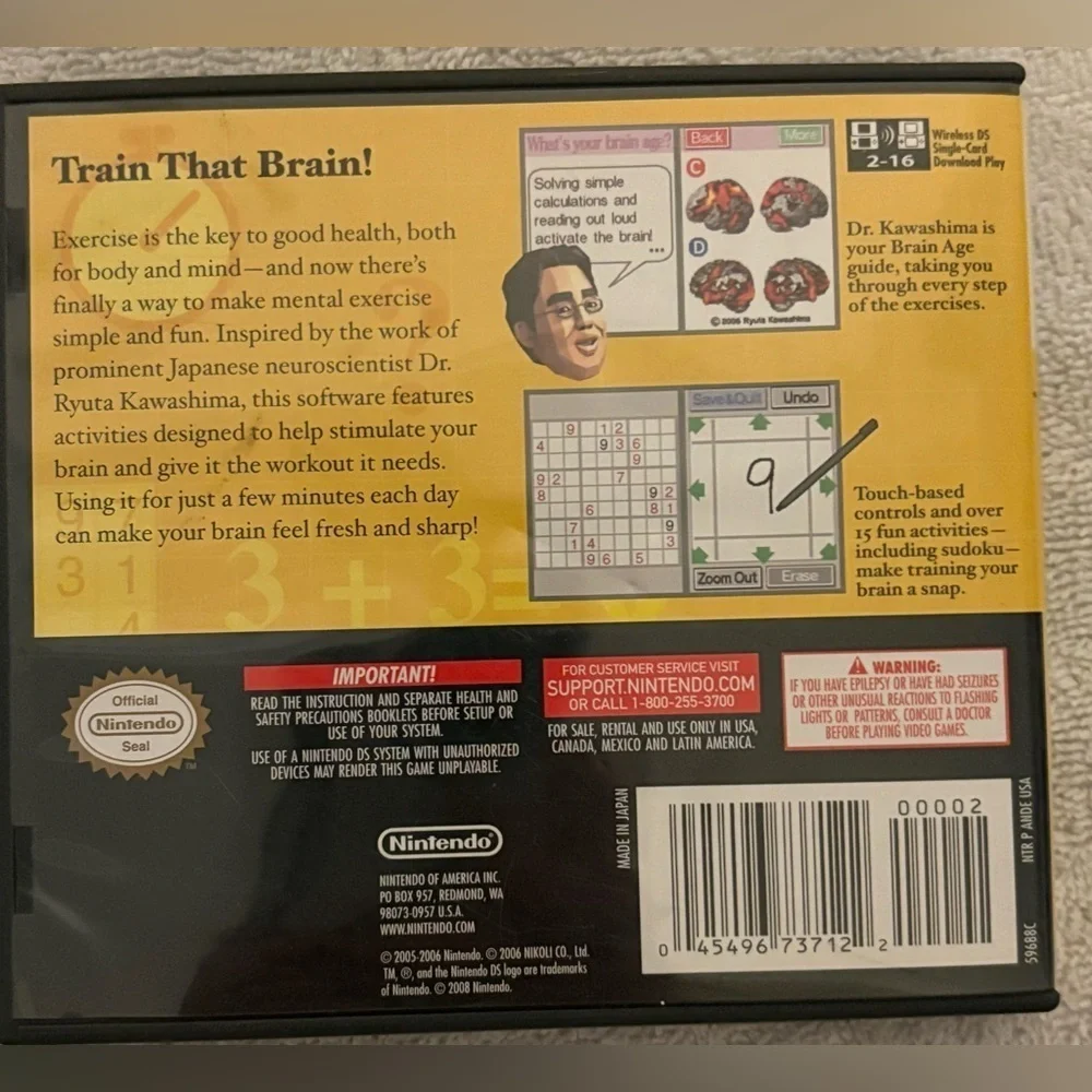 Brain Age: Train Your Brain in Minutes a Day (Nintendo DS, 2006) Complete